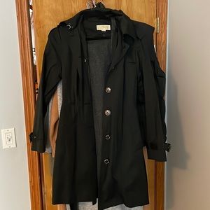 Black Michael Kors trench coat with removable hood and liner